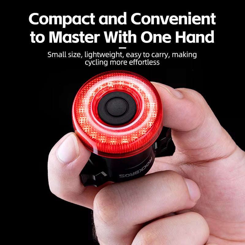 Smart Bike Tail Light Bicycle Rear Lights IPX6 Waterproof Bike Lights for Night Riding with Type C Rechargeable