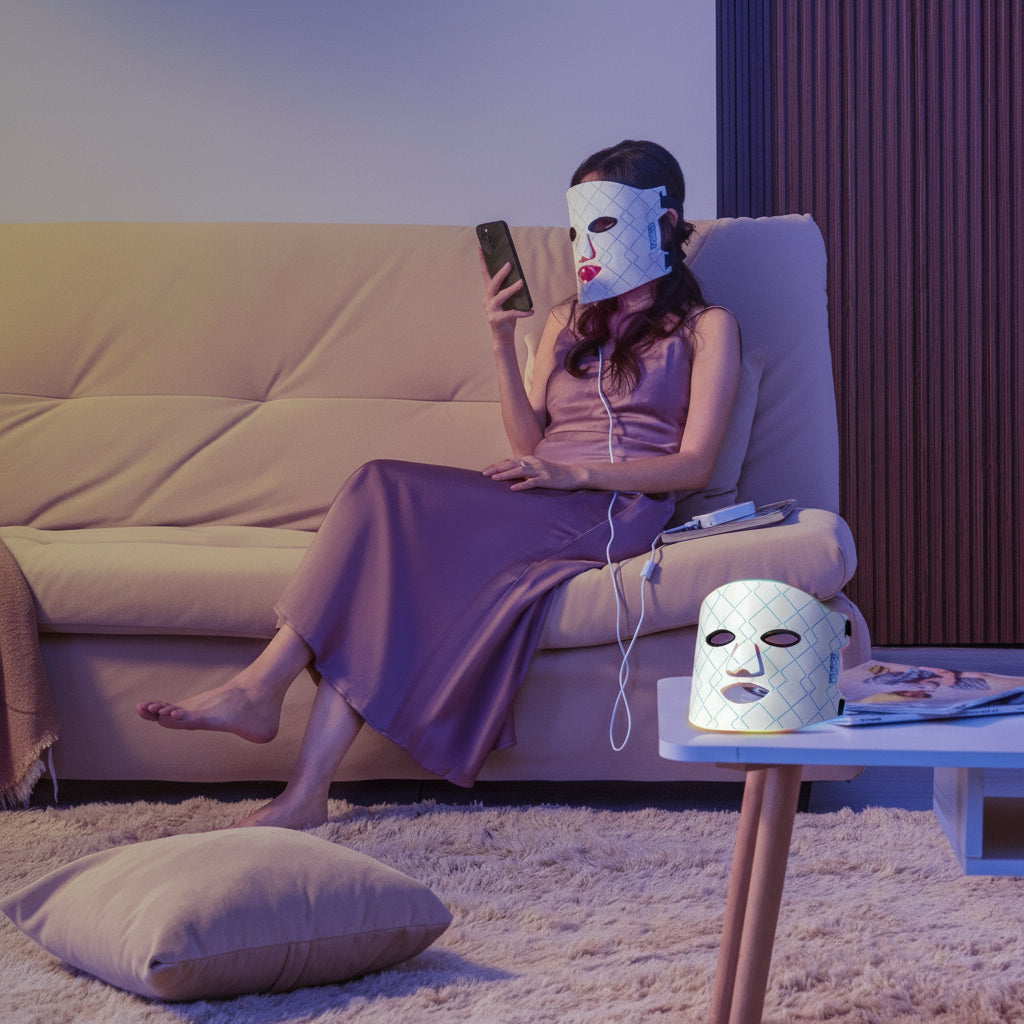 VEVOR Red Light Therapy Mask 7-Color LED Face Mask Light Therapy with 850Nm NIR