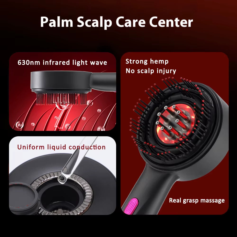Electric Scalp Massager with Red Light Therapy & Hair Growth Oil Applicator