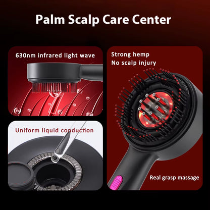 Electric Scalp Massager with Red Light Therapy & Hair Growth Oil Applicator