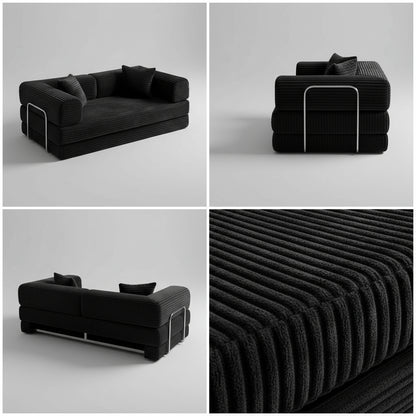 Sofa Bed 4-In-1 Boneless Couch Oversized Corduroy Upholstered Sleeper Sofa with Loveseat Couches for Living Room