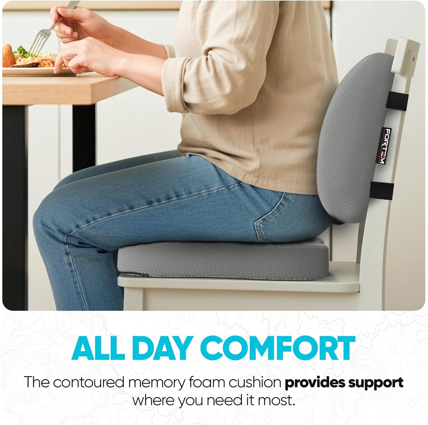 Office Chair Cushion and Back Support for Office Chair, Lumbar Support Pillow, Memory Foam, Non Slip Sitting and Back Rest for Gaming, Car Seat Cushion, Chair Pad