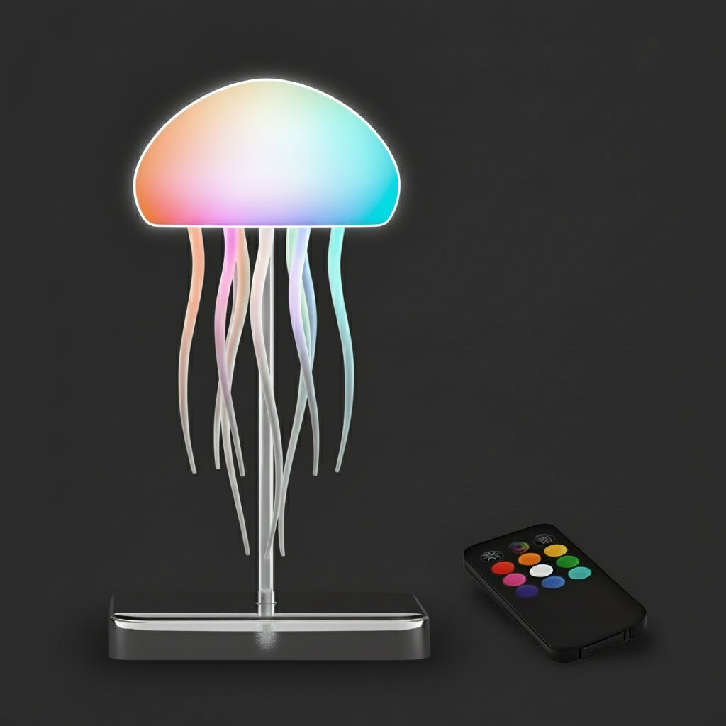 LED Jellyfish Lamp with 9 Tentacles 2 Working Modes Ultra Long Battery Life Colour Gradient Light Effects with Remote Control