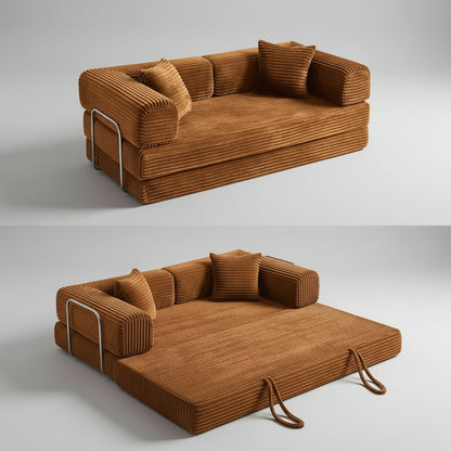 Sofa Bed 4-In-1 Boneless Couch Oversized Corduroy Upholstered Sleeper Sofa with Loveseat Couches for Living Room