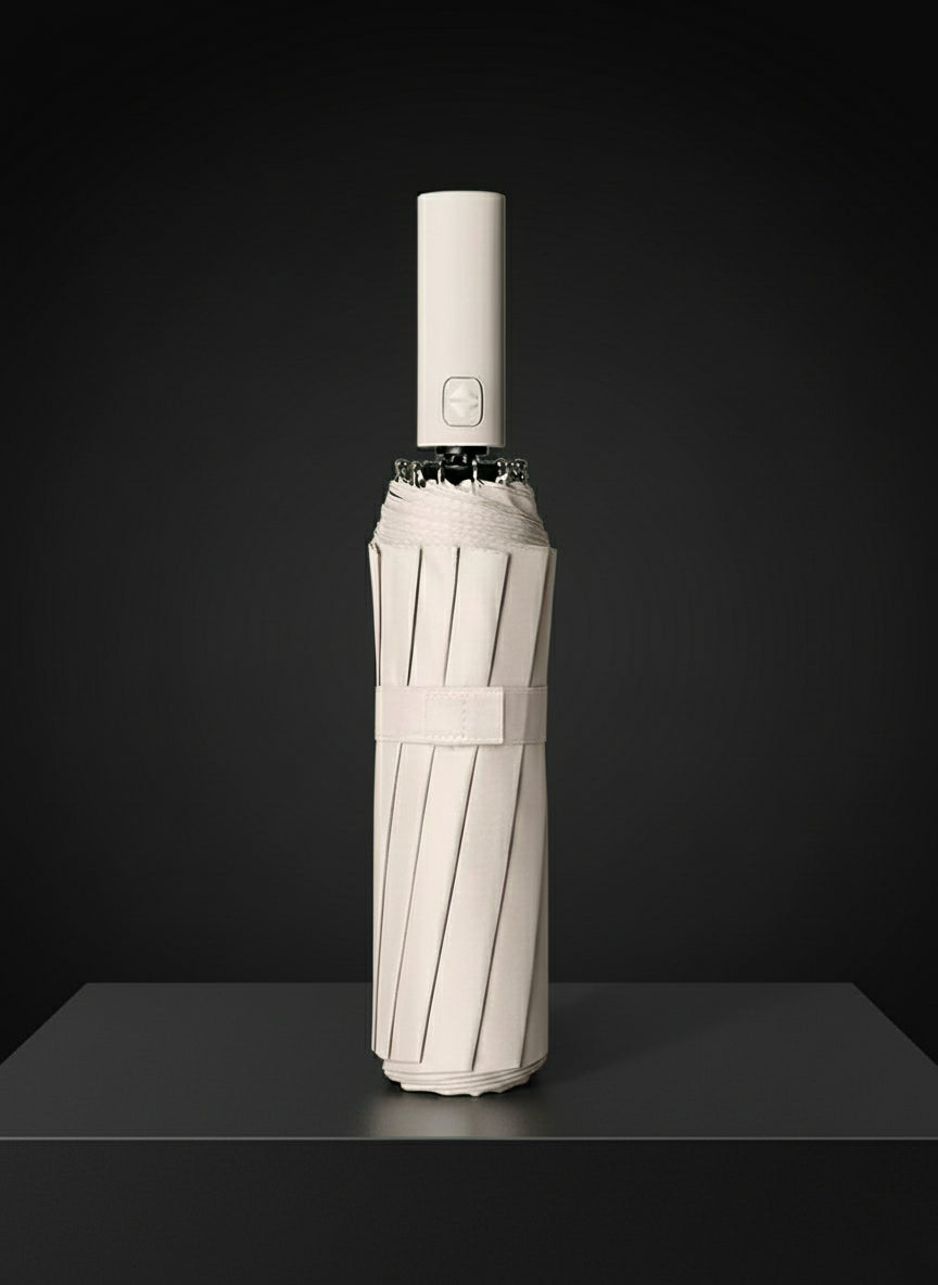 12 Bone Black Glue Fully Automatic Umbrella - Thick Durable Three-Fold UV Resistant Folding Design for Protection and Style