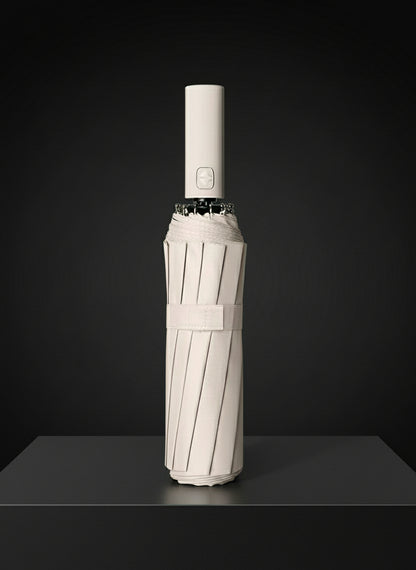 12 Bone Black Glue Fully Automatic Umbrella - Thick Durable Three-Fold UV Resistant Folding Design for Protection and Style