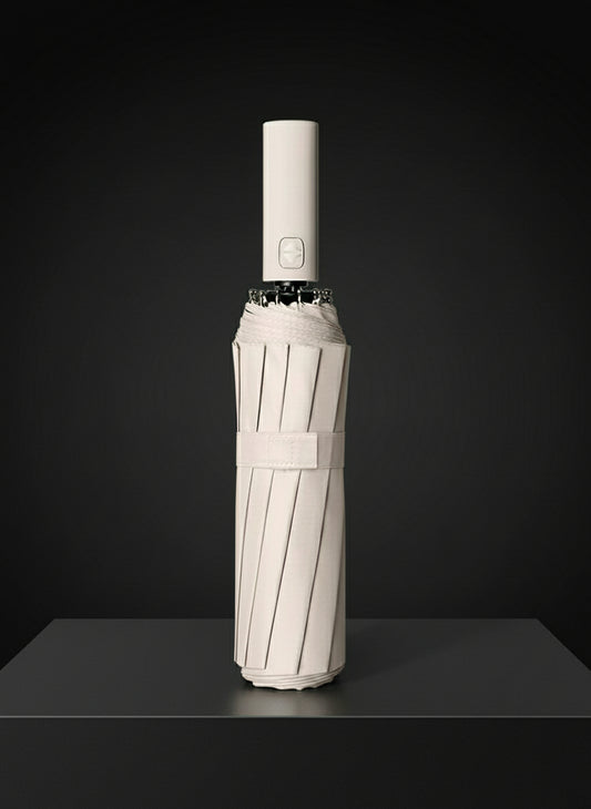 12 Bone Black Glue Fully Automatic Umbrella - Thick Durable Three-Fold UV Resistant Folding Design for Protection and Style