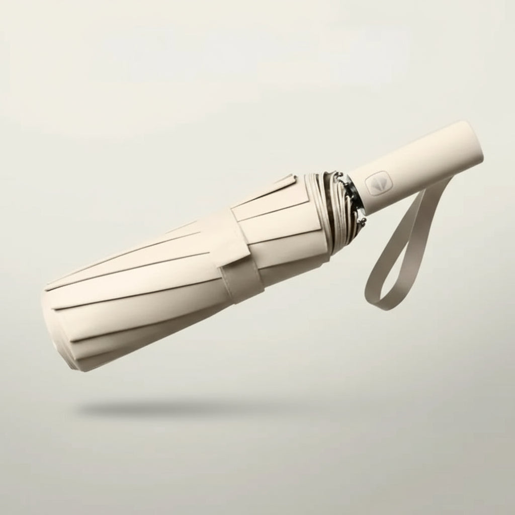 12 Bone Black Glue Fully Automatic Umbrella - Thick Durable Three-Fold UV Resistant Folding Design for Protection and Style