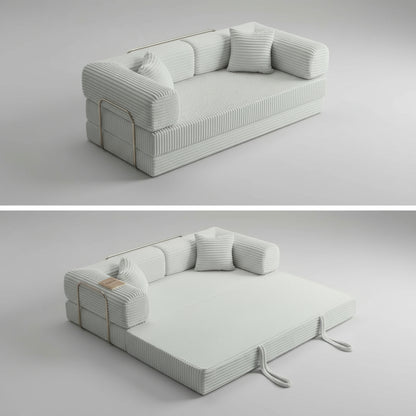 Sofa Bed 4-In-1 Boneless Couch Oversized Corduroy Upholstered Sleeper Sofa with Loveseat Couches for Living Room