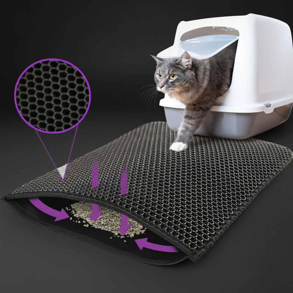 Kitty Cat Litter Mat Trapping Honeycomb Double Layer Design Waterproof Double Layer EVA Cat Litter Pad Waterproof Non-Slip Sand Basin Filter Kitten Dog Washable Mattress