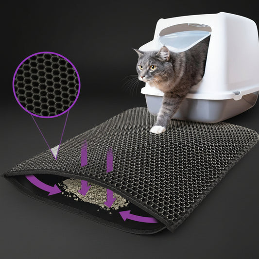 Kitty Cat Litter Mat Trapping Honeycomb Double Layer Design Waterproof Double Layer EVA Cat Litter Pad Waterproof Non-Slip Sand Basin Filter Kitten Dog Washable Mattress