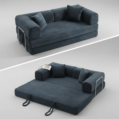 Sofa Bed 4-In-1 Boneless Couch Oversized Corduroy Upholstered Sleeper Sofa with Loveseat Couches for Living Room